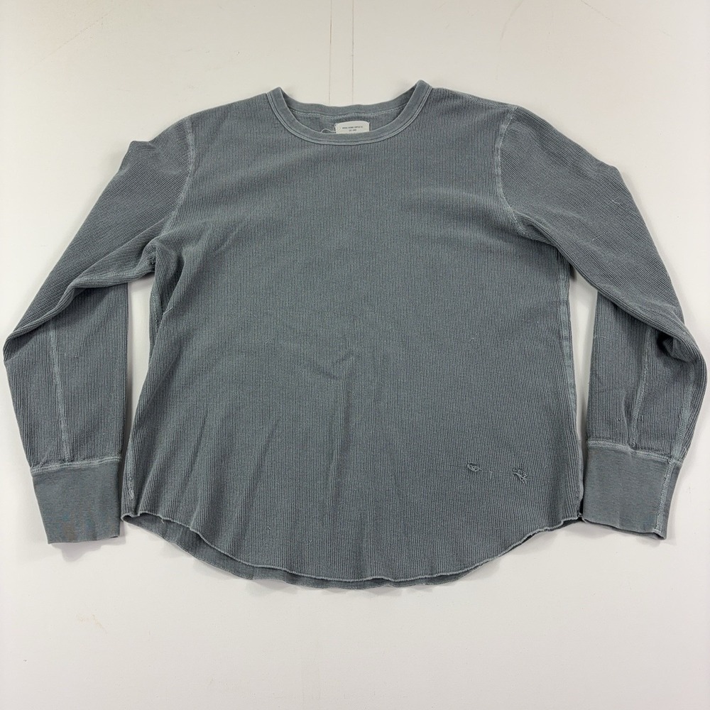 Buck Mason Shirt Mens L Gray Vintage Thermal Surplus Tee Long Sleeve Crewneck